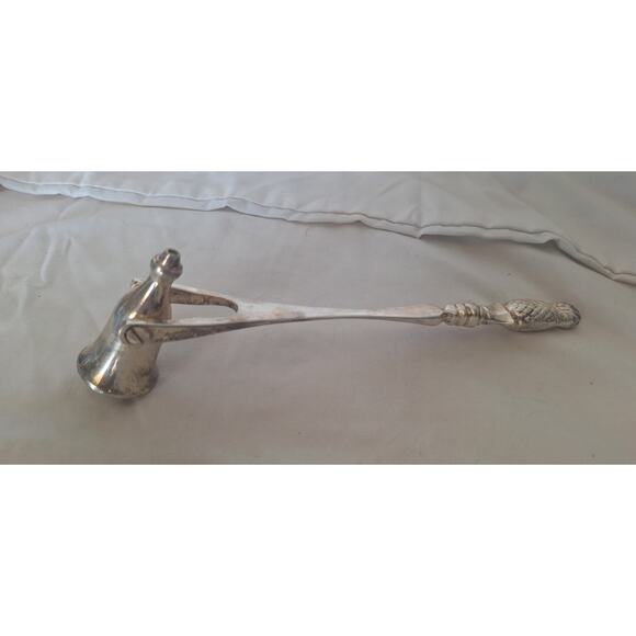 Vintage Silverplate Tilting Candle Snuffer 8.8" Pineapple Handle- As Found - Picture 1 of 7